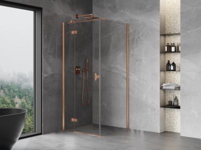 Mexen Mist-H T cabine de douche pivotante gauche 110 x 110 cm, transparent, cuivre brossé - 8A5T-110-110-65-00-L