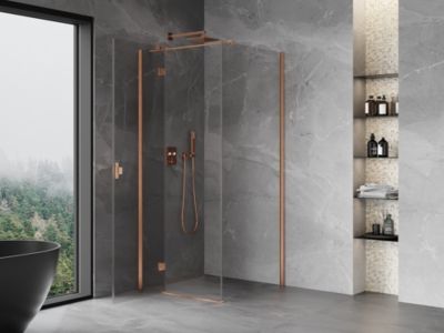 Mexen Mist-H T cabine de douche pivotante gauche 110 x 110 cm, transparent, cuivre brossé - 8A5T-110-110-65-00-L