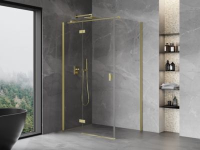 Mexen Mist-H T cabine de douche pivotante gauche 75 x 70 cm, transparent, or brossé - 8A5T-075-070-55-00-L