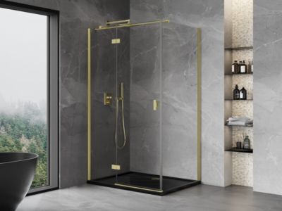 Mexen Mist-H T cabine de douche pivotante gauche 75 x 70 cm, transparent, or brossé - 8A5T-075-070-55-00-L