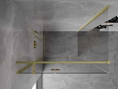 Mexen Mist-H T cabine de douche pivotante gauche 75 x 70 cm, transparent, or brossé - 8A5T-075-070-55-00-L