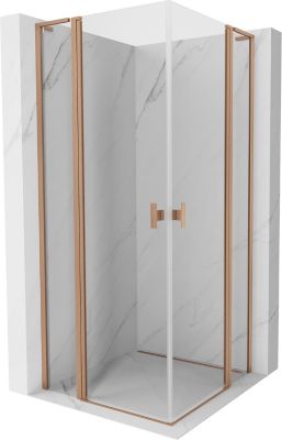 Mexen Mist L Duo cabine de douche battante 120 x 120 cm, transparent, cuivre brossé - 8A4L-120-120-65-00