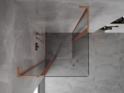 Mexen Mist L Duo cabine de douche battante 120 x 120 cm, transparent, cuivre brossé - 8A4L-120-120-65-00