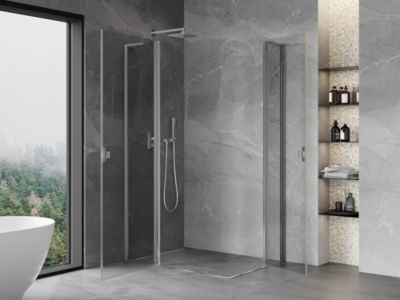 Mexen Mist L Duo cabine de douche pivotante 100 x 95 cm, transparent, chrome - 8A4L-100-095-01-00