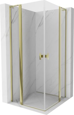 Mexen Mist L Duo cabine de douche pivotante 110 x 110 cm, transparent, or - 8A4L-110-110-50-00