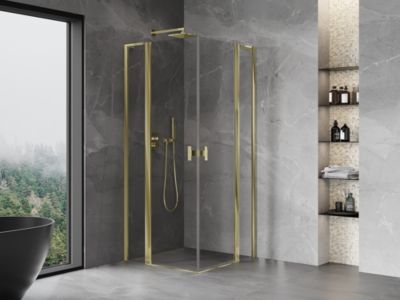 Mexen Mist L Duo cabine de douche pivotante 110 x 110 cm, transparent, or - 8A4L-110-110-50-00
