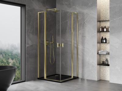 Mexen Mist L Duo cabine de douche pivotante 110 x 110 cm, transparent, or - 8A4L-110-110-50-00