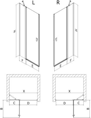 Mexen Mist porte de douche pivotante 110 cm, transparent, doré - 8A4-110-000-50-00