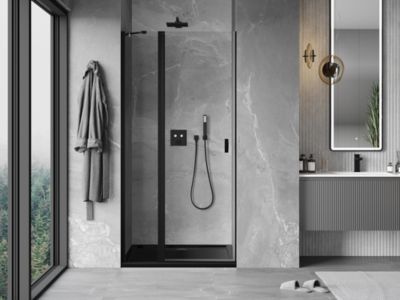 Mexen Mist porte de douche pivotante 70 cm, transparentes, noires - 8A4-070-000-70-00