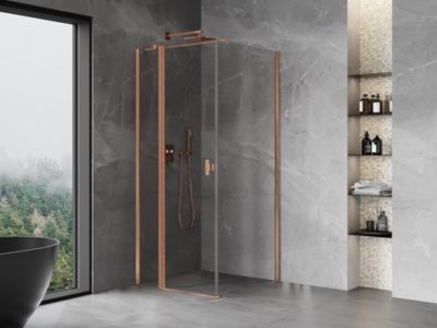 Mexen Mist T cabine de douche battante 110 x 110 cm, transparent, cuivre brossé - 8A4T-110-110-65-00
