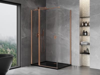 Mexen Mist T cabine de douche pivotante 100 x 70 cm, transparent, cuivre brossé - 8A4T-100-070-65-00