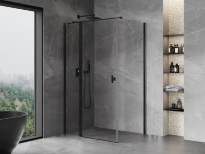 Mexen Mist T cabine de douche pivotante 75 x 85 cm, transparent, noir - 8A4T-075-085-70-00