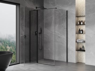Mexen Mist T cabine de douche pivotante 75 x 85 cm, transparent, noir - 8A4T-075-085-70-00