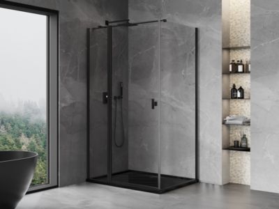 Mexen Mist T cabine de douche pivotante 75 x 85 cm, transparent, noir - 8A4T-075-085-70-00