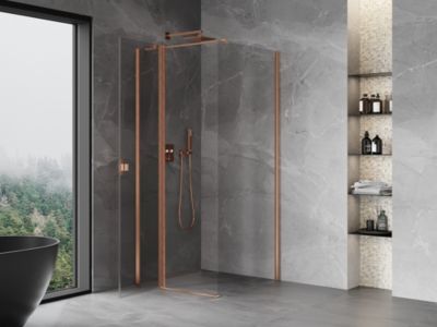Mexen Mist T cabine de douche pivotante 95 x 95 cm, transparent, cuivre brossé - 8A4T-095-095-65-00