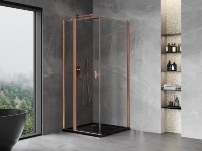 Mexen Mist T cabine de douche pivotante 95 x 95 cm, transparent, cuivre brossé - 8A4T-095-095-65-00
