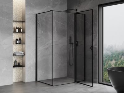 Mexen Mist T cabine de douche pivotante droite 90 x 120 cm, cadre noir, noir - 8A4T-090-120-70-70-P