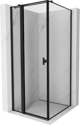 Mexen Mist T cabine de douche pivotante gauche 70 x 70 cm, cadre noir, noir - 8A4T-070-070-70-70-L