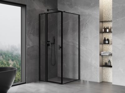 Mexen Mist T cabine de douche pivotante gauche 70 x 70 cm, cadre noir, noir - 8A4T-070-070-70-70-L
