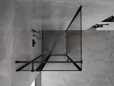 Mexen Mist T cabine de douche pivotante gauche 70 x 70 cm, cadre noir, noir - 8A4T-070-070-70-70-L
