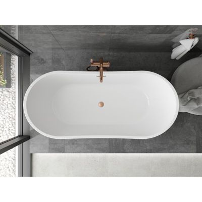 Mexen Montana baignoire autoportante 170 x 80 cm, blanche, trop-plein cuivre brossé - 52011708000-65