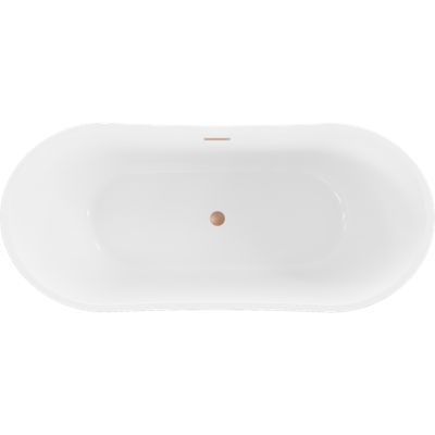 Mexen Montana baignoire autoportante 170 x 80 cm, blanche, trop-plein cuivre brossé - 52011708000-65