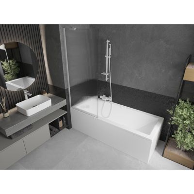 Mexen Next paroi de baignoire 1-volet 70 x 150 cm, rayures, blanc - 895-070-000-00-09-20