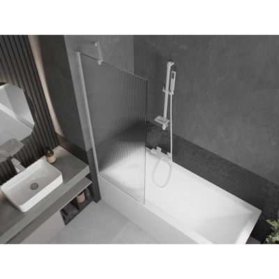 Mexen Next paroi de baignoire 1-volet 70 x 150 cm, rayures, blanc - 895-070-000-00-09-20
