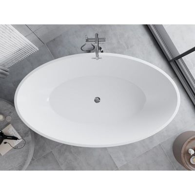 Mexen Nike baignoire autoportante 175 x 100 cm, blanc/noir, trop-plein chromé - 54071751075-01