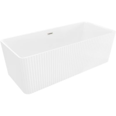 Mexen Nila baignoire autoportante rainurée 170 x 75 cm, blanche, trop-plein nickel brossé - 52841708000-97
