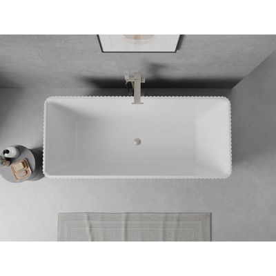 Mexen Nila baignoire autoportante rainurée 170 x 75 cm, blanche, trop-plein nickel brossé - 52841708000-97