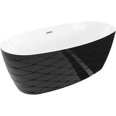 Mexen Olea baignoire autoportante modèle 170 x 80 cm, blanc/noir, trop-plein chromé - 52821708075-01