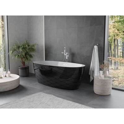 Mexen Olea baignoire autoportante modèle 170 x 80 cm, blanc/noir, trop-plein chromé - 52821708075-01