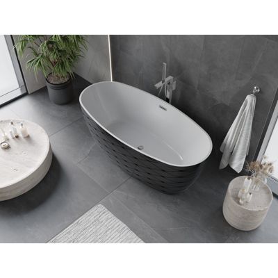 Mexen Olea baignoire autoportante modèle 170 x 80 cm, blanc/noir, trop-plein chromé - 52821708075-01