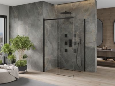 Mexen Omega cabine de douche coulissante 120 x 100 cm, transparent, noire - 825-120-100-70-00