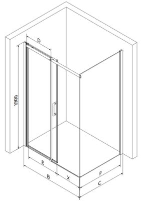 Mexen Omega cabine de douche coulissante 120 x 100 cm, transparent, noire - 825-120-100-70-00