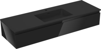 Mexen Orio meuble de salle de bain 140 cm avec lavabo Otis, 1 tiroir, noir brillant/noir mat - 91A10-14023-1-BF70-W18M71