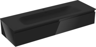 Mexen Orio meuble de salle de bain 140 cm avec lavabo Vela, 1 tiroir, noir brillant/noir mat - 91A10-14023-1-BF70-W23M71