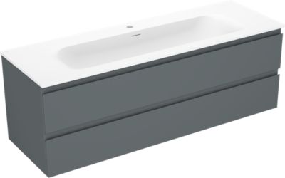 Mexen Orio meuble de salle de bain 140 cm avec lavabo Vela, 2 tiroirs, graphite mat/blanc mat - 91A10-14047-2-BFF66-W23M01