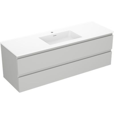 Mexen Orio meuble de salle de bains 140 cm avec lavabo Otis, 2 tiroirs, gris mat/blanc mat - 91A10-14047-2-BFF62-W18M01