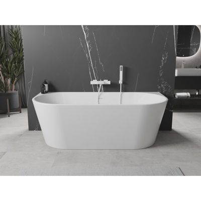 Mexen Oval baignoire autoportante adossée 160 x 80 cm, blanche, trop-plein blanc - 52671608000-20