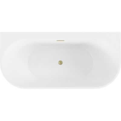 Mexen Oval+ baignoire autoportante adossée 170 x 80 cm, blanche, trop-plein doré brossé - 52681708000-55