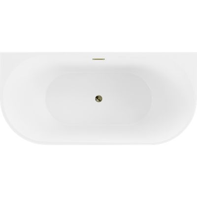 Mexen Oval baignoire autoportante adossée 180 x 80 cm, blanc/noir, trop-plein doré - 52671808075-50