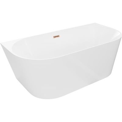 Mexen Oval Slim baignoire autoportante adossée 170 x 80 cm, blanche, trop-plein or rose - 52661708000-60