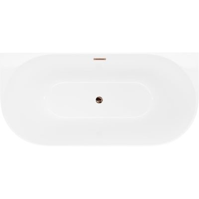 Mexen Oval Slim baignoire autoportante adossée 170 x 80 cm, blanche, trop-plein or rose - 52661708000-60