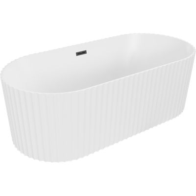 Mexen Paola baignoire îlot rainurée 170 x 80 cm, blanc mat, trop-plein noir - 52721708001-70