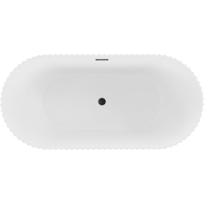 Mexen Paola baignoire îlot rainurée 170 x 80 cm, blanc mat, trop-plein noir - 52721708001-70
