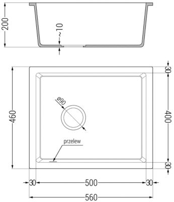 Mexen Pedro évier en granit 1 bac 560 x 460 mm, noir, siphon chromé ...