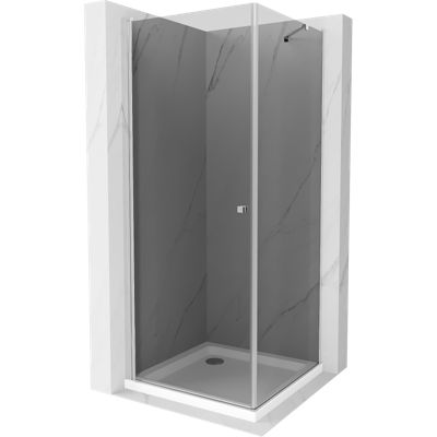 Mexen Pretoria cabine de douche pivotante 70 x 70 cm, graphite, chrome + receveur plat - 852-070-070-01-40-4010