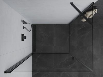 Mexen Pretoria cabine de douche pivotante 90 x 100 cm, transparent, noir - 852-090-100-70-00